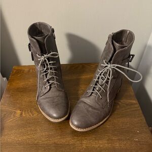 Stylish Charcoal Lace-Up Boots for Women